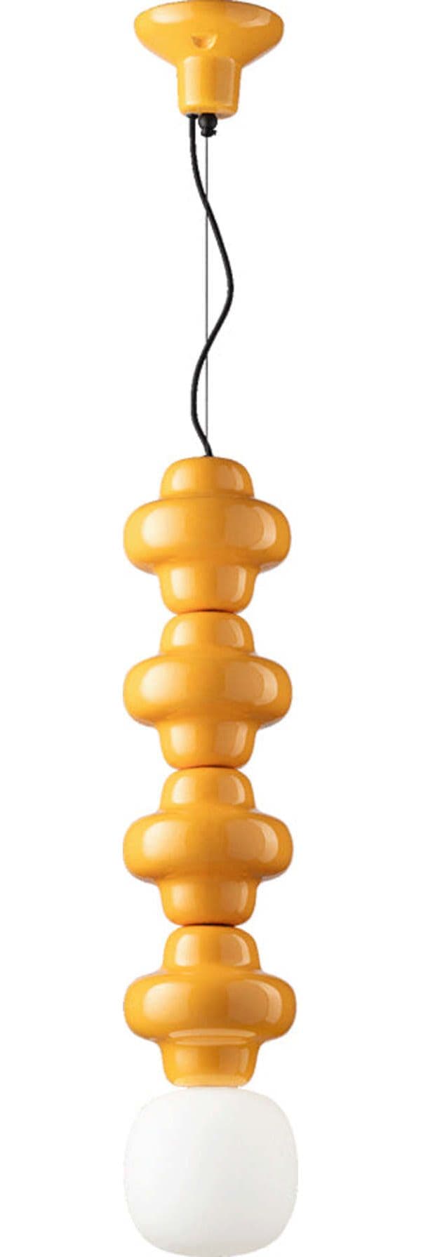Sospensione-Vintage-Decò-Copacabana-4-Moduli-Ceramica-Gialla-1-Luce-E27