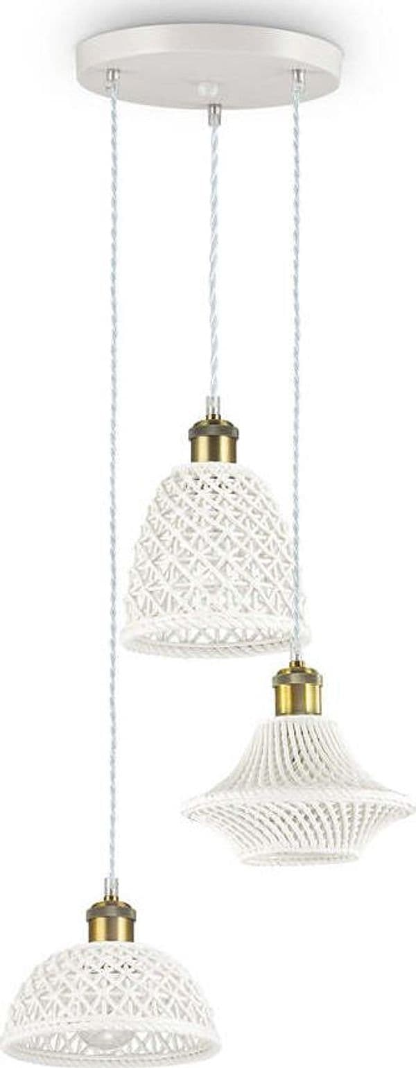Sospensione-Vintage-Decò-Lugano-Metallo-Bianco-3-Luci-E27