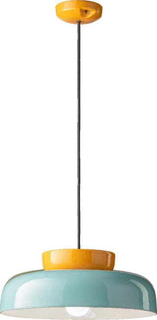 Sospensione-Vintage-Decò-Maracana-Ceramica-Vetro-Tuchese-Giallo-1-Luce-E27