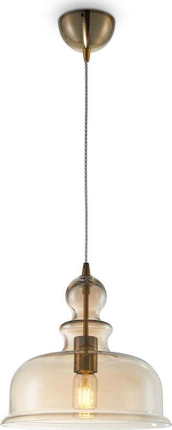 Sospensione-Vintage-Tone-Metallo-Bronzo-1-Luce-Diffusore-Ambra