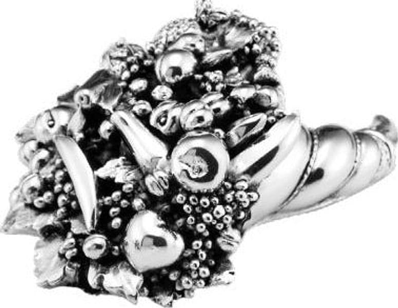 Sovrani-Cornucopia-frutta-resina-13cm-laminato-argento