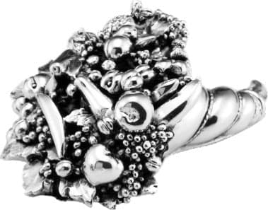 Sovrani-Cornucopia-frutta-resina-13cm-laminato-argento