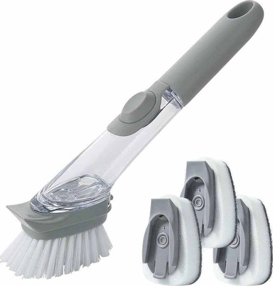 Spazzola Lavapiatti 3in1 Con Serbatoio Erogatore Dosatore Sapone Pulizia Cucina