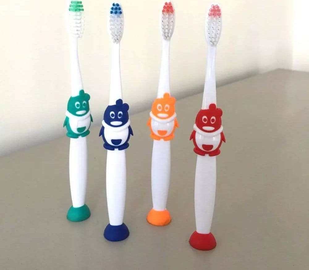 Spazzolino Spazzolini Pinguino 2 Pezzi Denti Bambini Tascabile Setola Morbida