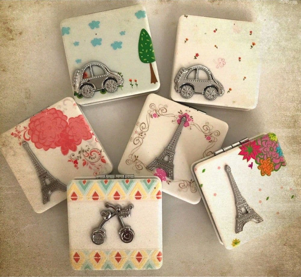 SPECCHIETTO SPECCHIO DA BORSA BORSETTE PER DONNA MAKE UP RICHIUDIBILE IDEA REGALO