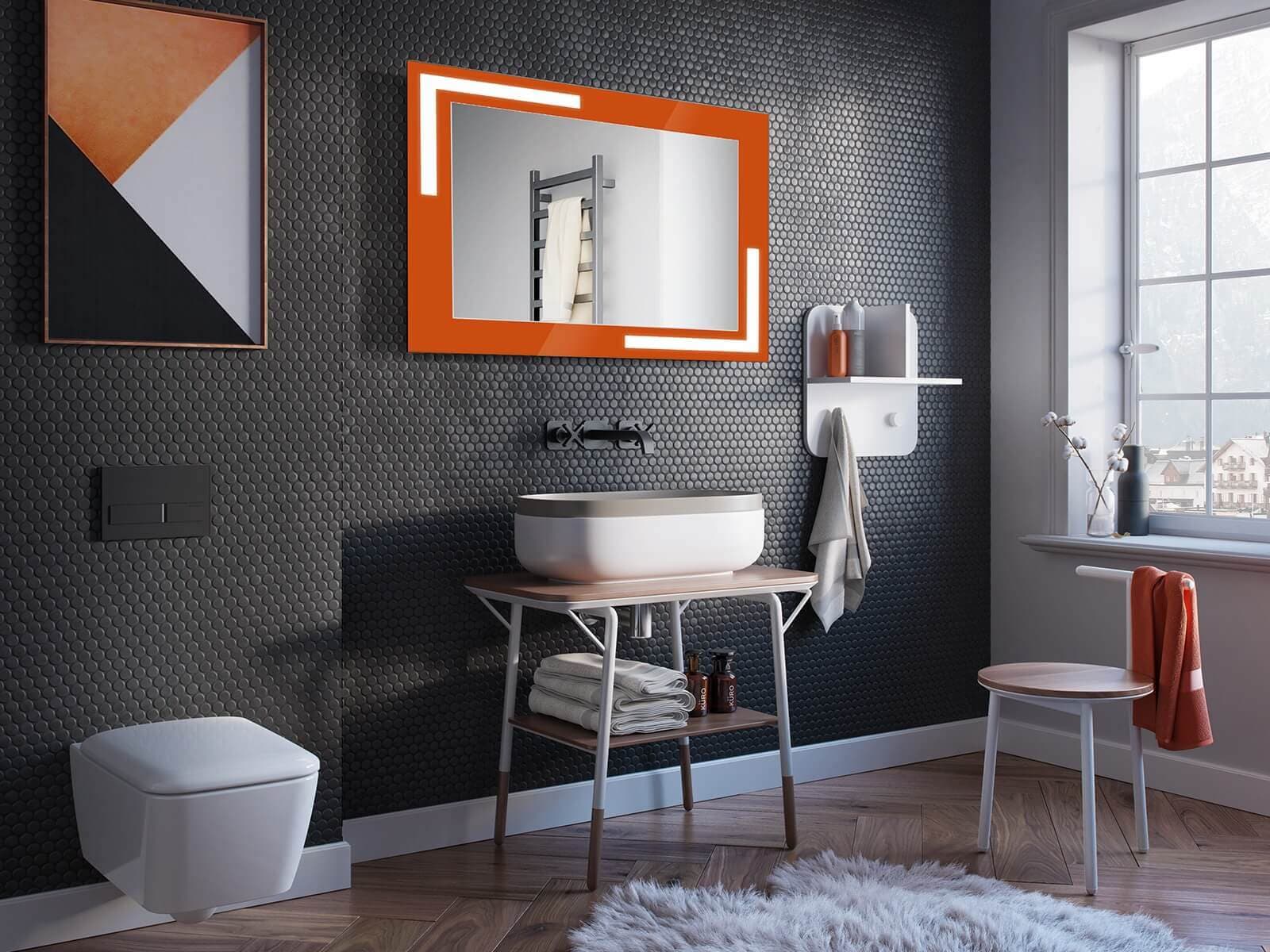 Specchio Rettangolare LED Con Cornice Arancione - W-ARWO in Specchi da parete Shopbagno.it - Roma, commercioVirtuoso.it