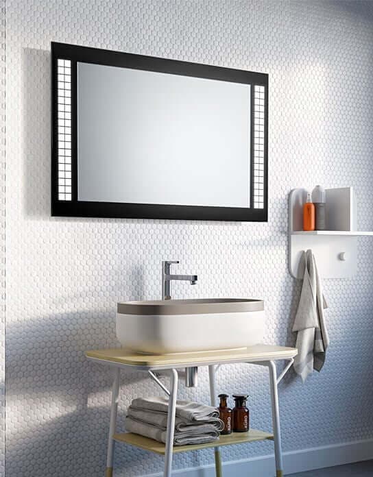 Specchio Rettangolare LED Con Cornice Nera Design - W-CBUB