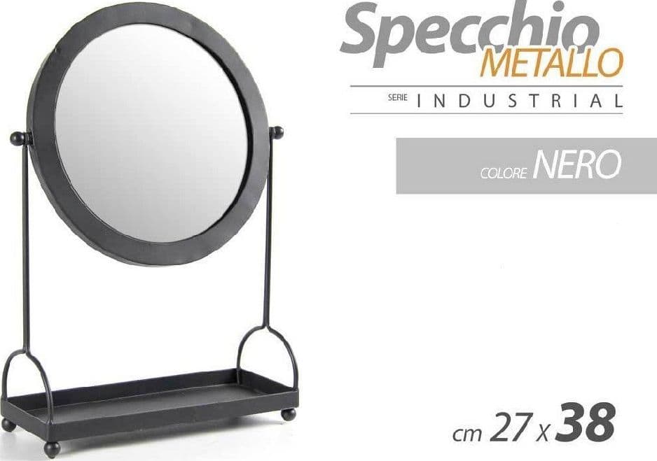 Specchio Tavolo Metallo Appoggio Porta Oggetti Nero Bagno Trucco 27x38cm 782237 Casa e cucina/Decorazioni per interni/Specchi/Specchi da parete Trade Shop italia - Napoli, Commerciovirtuoso.it