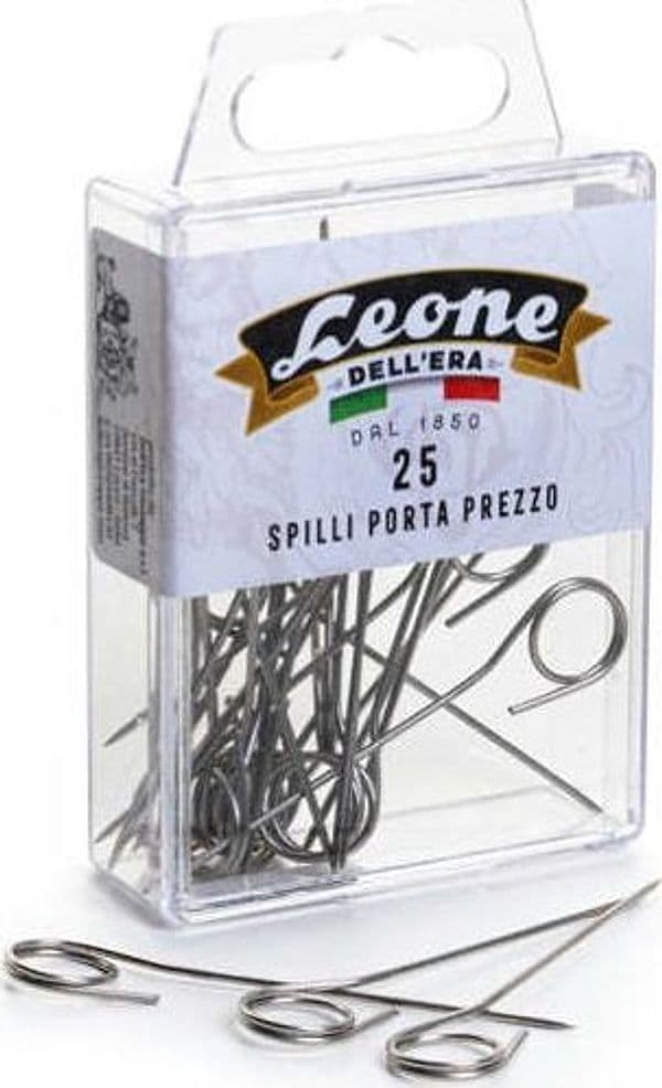 Spilli portaprezzi inox - Leone - conf. 25 pezzi Cancelleria e prodotti per ufficio/Archivio ufficio e accessori per scrivania/Nastri colle elastici e graffette/Graffette molle fermacarte e anelli Eurocartuccia - Pavullo, Commerciovirtuoso.it