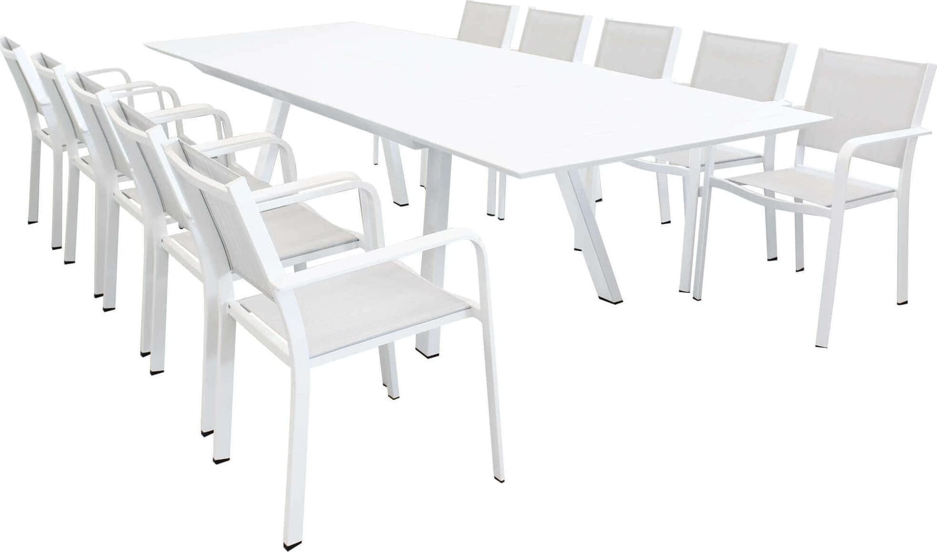 SPLENDOR---set-tavolo-da-giardino-allungabile-200/300x110-compreso-di-10-poltrone-in-alluminio-Bianco-Milani-Home