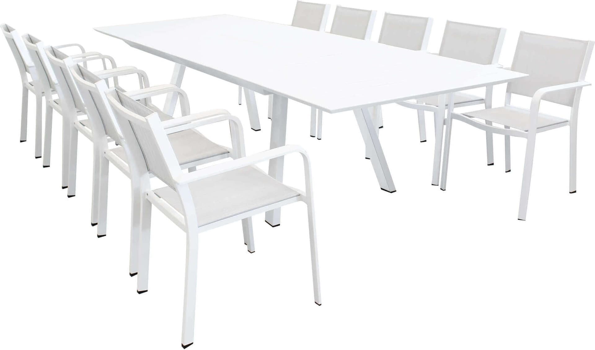 SPLENDOR---set-tavolo-da-giardino-allungabile-200/300x110-compreso-di-10-poltrone-in-alluminio-Bianco-Milani-Home