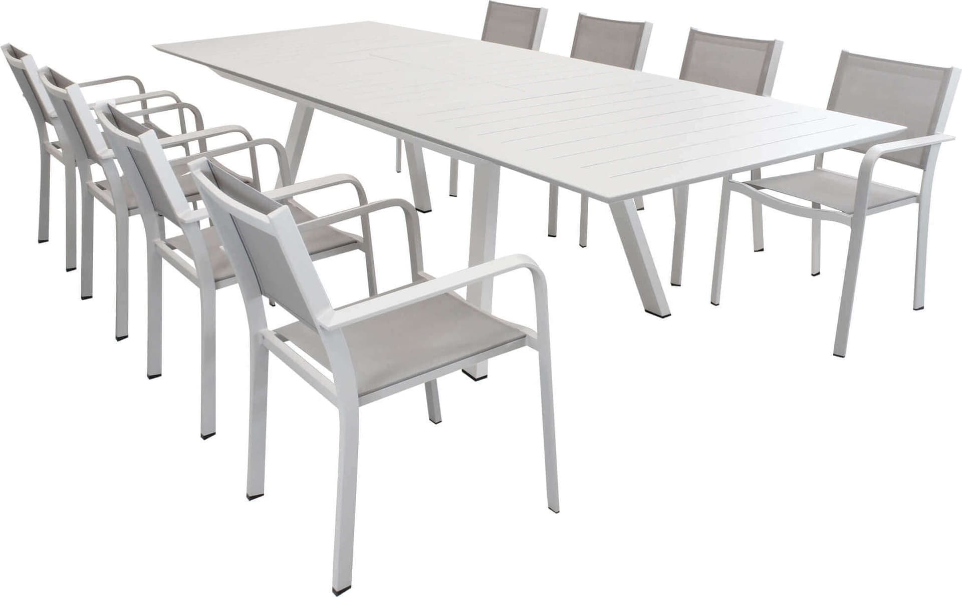 SPLENDOR---set-tavolo-da-giardino-allungabile-200/300x110-compreso-di-8-poltrone-in-alluminio-Tortora-Milani-Home