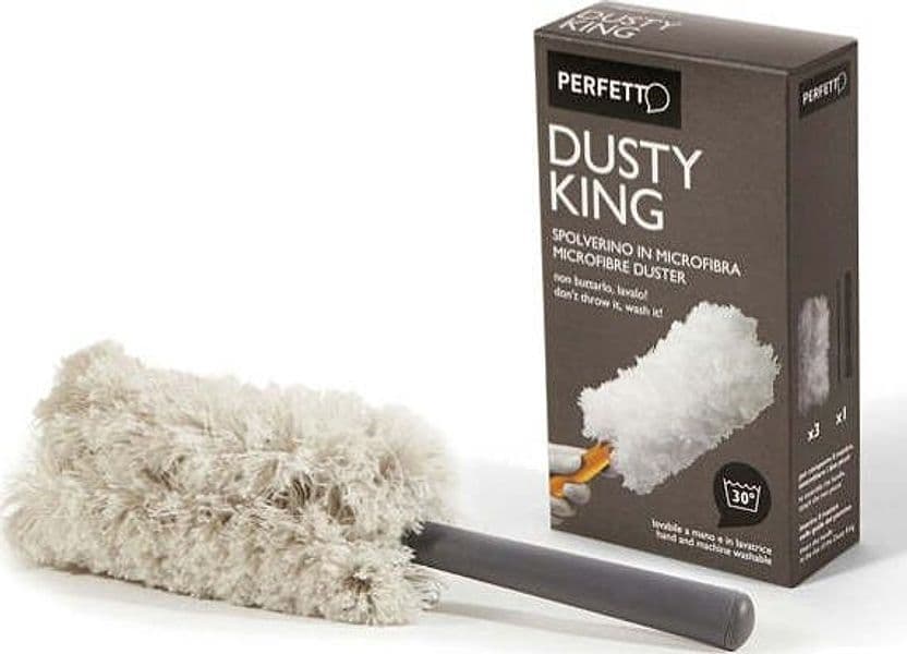 Spolverino Dusty King - microfibra - 3 ricambi inclusi - bianco-nero - Perfetto Casa e cucina/Detergenti e prodotti per la pulizia/Strumenti di pulizia/Panni per pulizia Eurocartuccia - Pavullo, Commerciovirtuoso.it