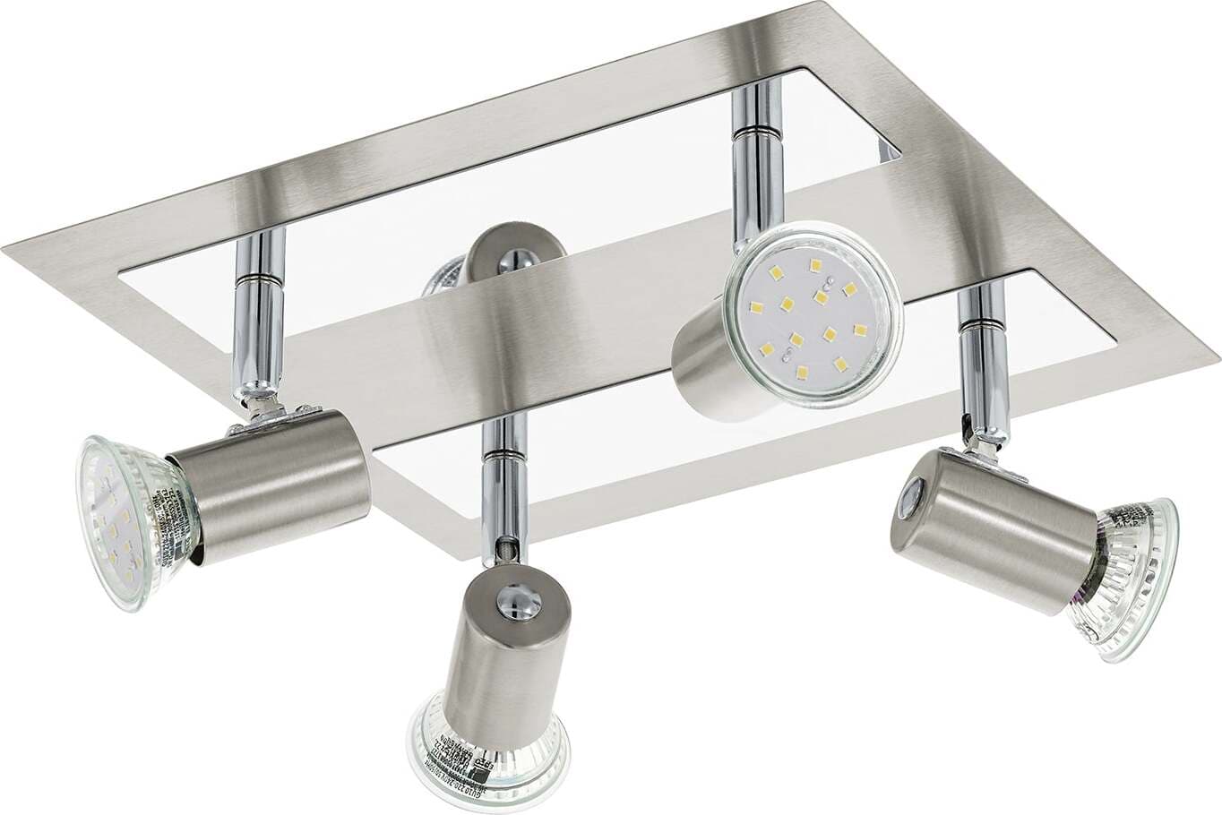 Spot-Moderno-Rottelo-Acciaio-Nichel-Satinato-4-Luci-Gu10-4,6W-Ip20