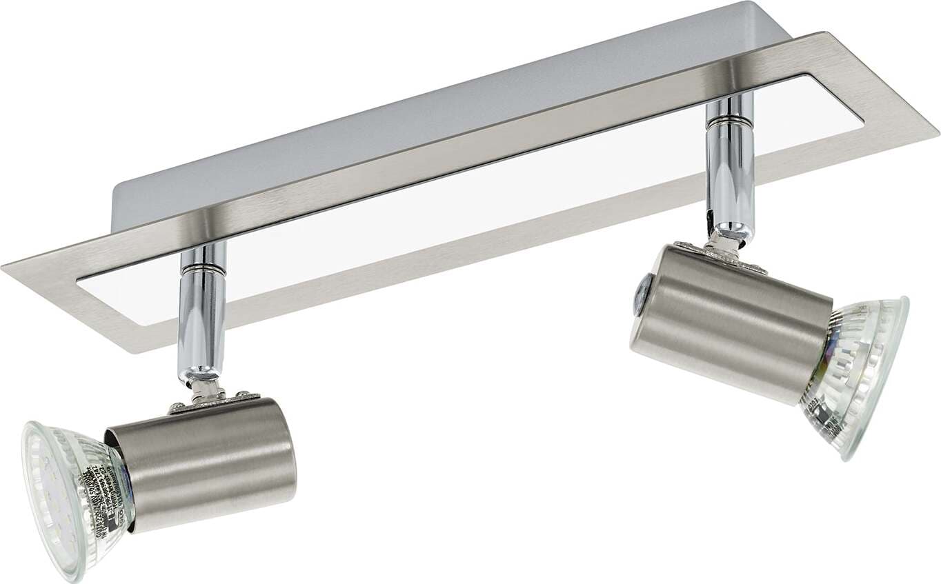 Spot-Moderno-Rottelo-In-Acciaio-Nichel-Satinato-2-Luci-Gu10-4,6W-Ip20