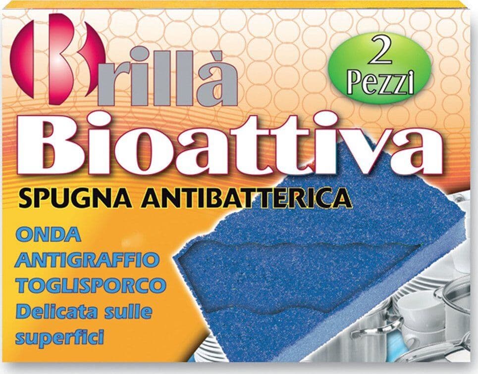 Spugne Bioattiva antibatteriche antigraffio e toglisporco 7x11x2,5cm 2 pezzi