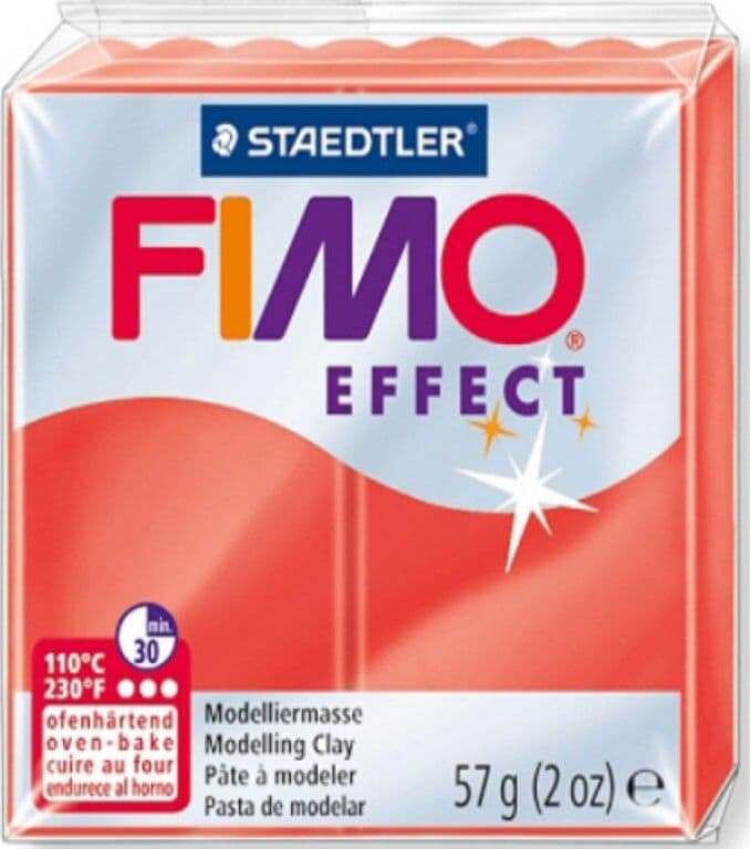 STAEDTLER---FIMO-EFFECT-SOFT---PASTA-MODELLABILE-SINTETICA-57gr---COLORE-ROSSO-TRANSLUCIDO-204