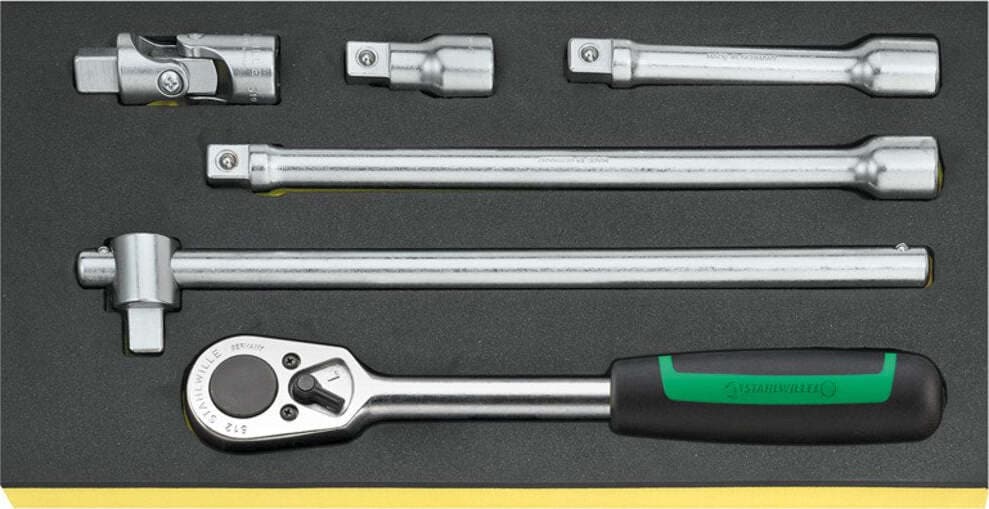 Stahlwille---96838175-SET-CRICCHETTO-DA-1/2-PROLUNGHE-SNODO-QUADRO-MASCHIO