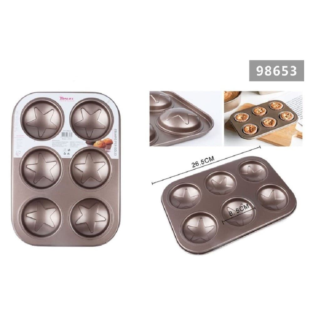 Stampo Teglia Vassoio Antiaderente 6 Muffin Cupcake Dolci Budino A Stelle 98653 Casa e cucina/Teglie da forno e accessori per pasticceria/Teglie e stampi/Teglie per muffin e cupcake Trade Shop italia - Napoli, Commerciovirtuoso.it