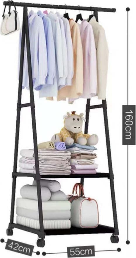 STAND APPENDIABITI ATTACCAPANNI IN LEGNO MDF E METALLO CAMERA DA LETTO NERO