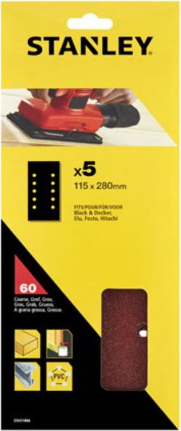 STANLEY---5-FOGLI-ABRASIVI-115X280MM---GRANA-60