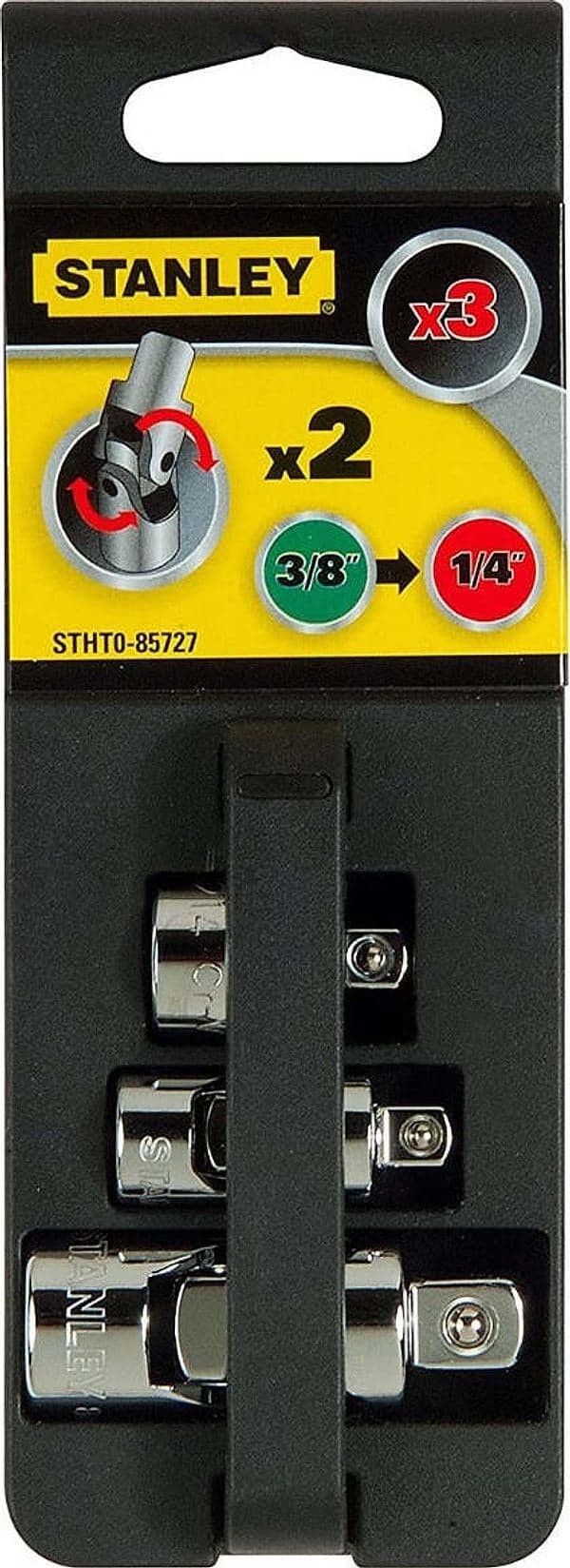 STANLEY---SET-2-SNODI-3/8-+-1/4-E-ADATTATORE-3/8F-+-1/4M