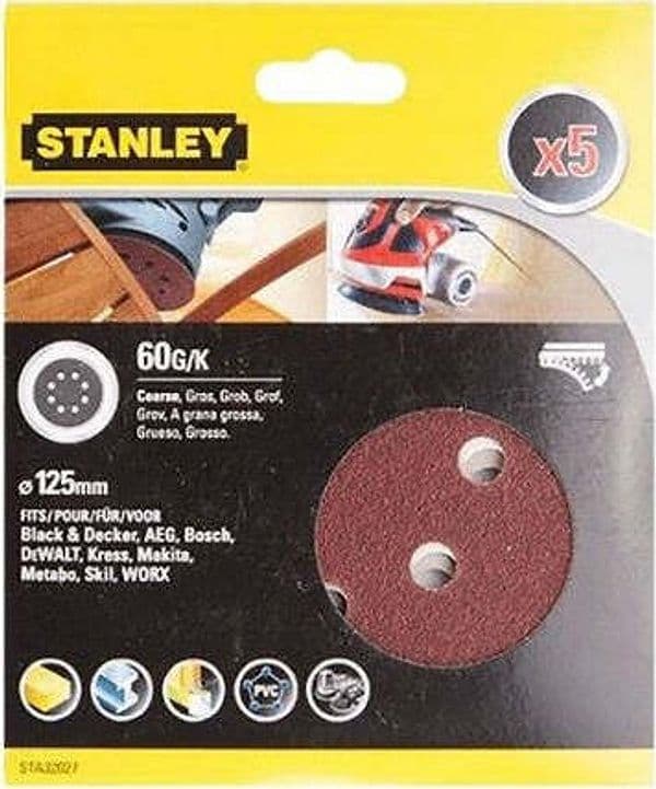 STANLEY-5-FOGLI-DISCO-ABRASIVO-VELCRO-125-MM.-GRANA-120-PER-LEVIGATRICI-ROTORBITALI