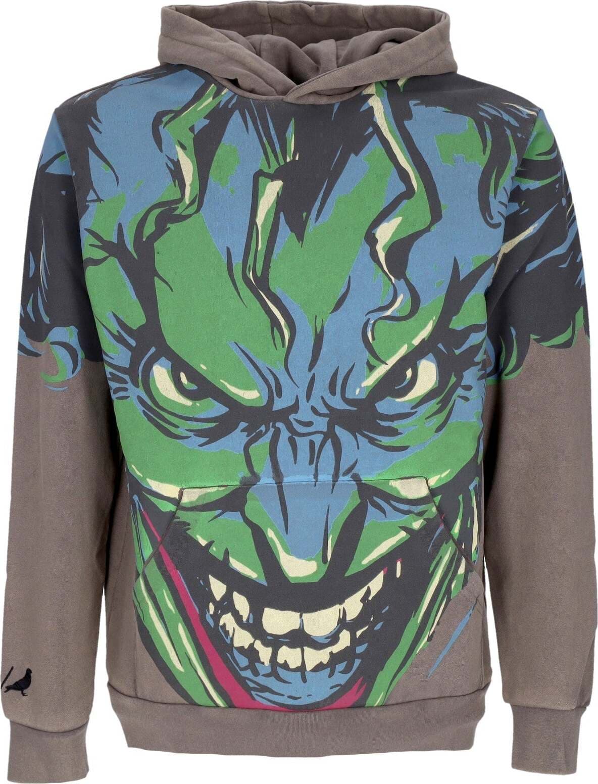 STAPLE-Felpa-Cappuccio-Uomo-Joker-Face-Hoodie-X-Batman-Charcoal-da-uomo