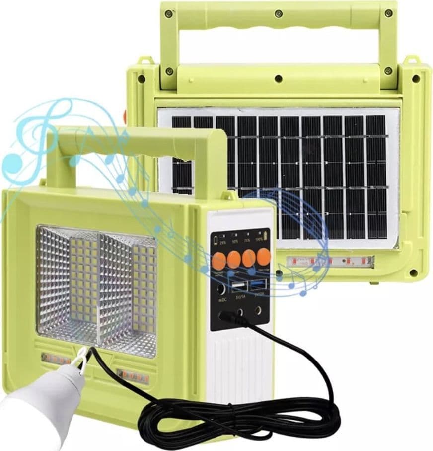 Stazione Di Energia Solare Portatile Generatore Di Emergenza Luce A Led E Audio Articoli da Giardino > Illuminazione da esterno > Lampade per esterno Trade Shop italia - Napoli, Commerciovirtuoso.it
