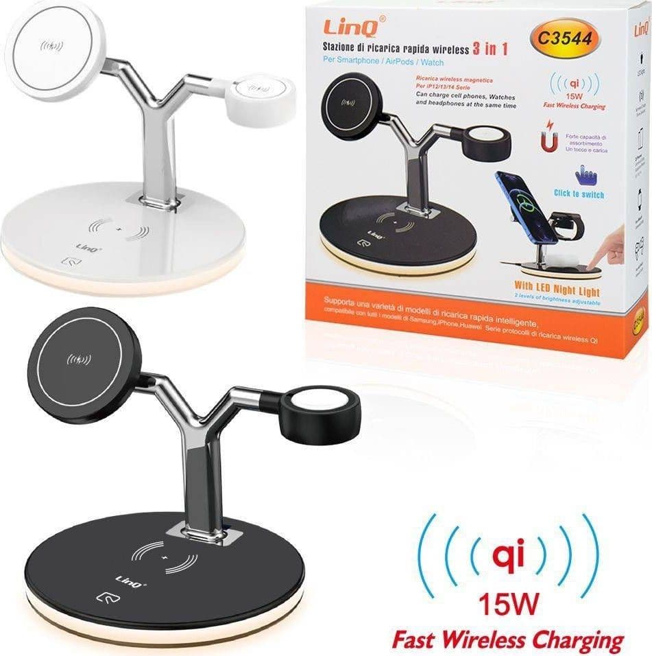 Stazione Di Ricarica Wireless Veloce 3in1 15w Smartphone Iphone Apple Watch C3544 Elettronica/Cellulari e accessori/Accessori/Caricabatterie/Caricabatterie a induzione Trade Shop italia - Napoli, Commerciovirtuoso.it
