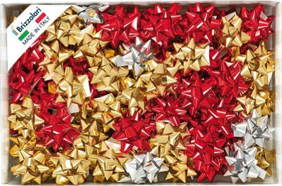 Stelle di nastro metal 6870 - 14 mm - diam. 6 5 cm - colori assortiti - Brizzolari - conf. 100 pezzi Casa e cucina/Decorazioni per interni/Addobbi e decorazioni per ricorrenze/Decorazioni natalizie/Fiocchi e nastri Eurocartuccia - Pavullo, Commerciovirtuoso.it