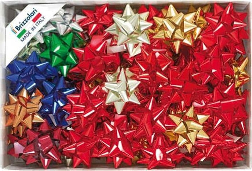 Stelle di nastro metal 6870 - 19 mm - diam. 9 cm - colori assortiti - Brizzolari - conf. 70 pezzi Casa e cucina/Decorazioni per interni/Addobbi e decorazioni per ricorrenze/Decorazioni natalizie/Fiocchi e nastri Eurocartuccia - Pavullo, Commerciovirtuoso.it