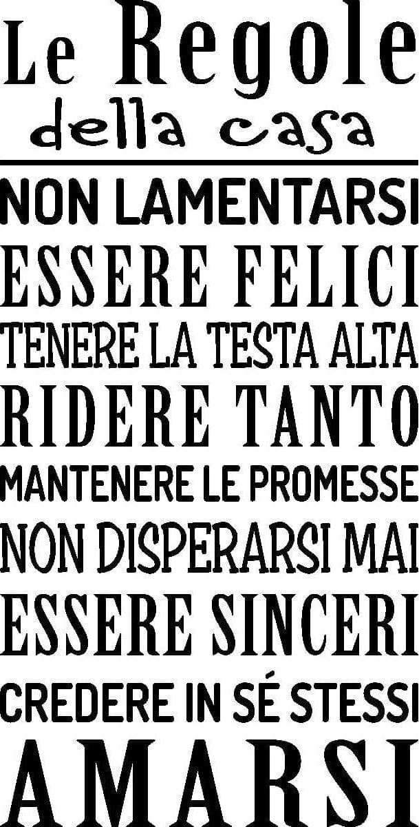 STICKER REGOLE DELLA CASA NERO 100X50 CM