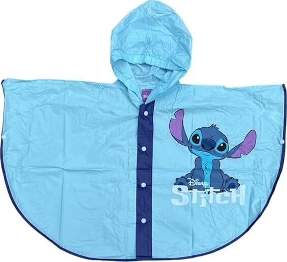 Stitch-Poncho-Impermeabile-Bambino-Mantellina-Stitch-Azzurra-Con-Cappuccio
