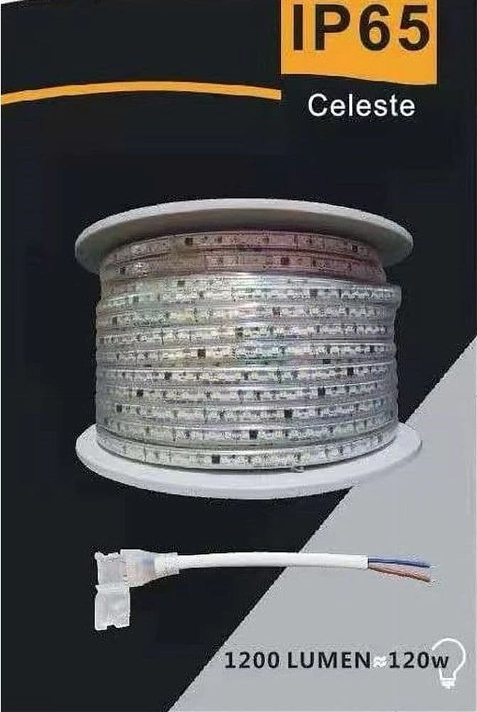 STRISCIA LED 3535 220V 12W/MT 120LED/MT 100 METRI 8 MM LUCE CELESTE 3535-120D-CE in Nastri LED Trade Shop italia - Napoli, commercioVirtuoso.it