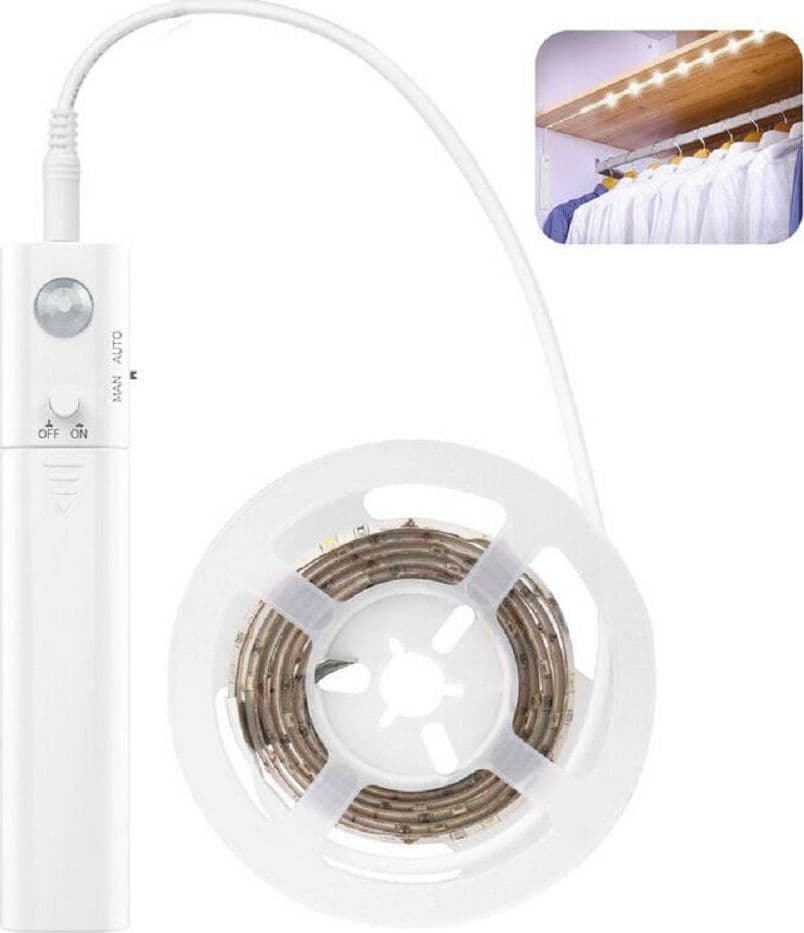 Striscia-Led-Con-Sensore-Di-Movimento-1-Metro-4000k-2,4w-Per-Cassetti-Armadi