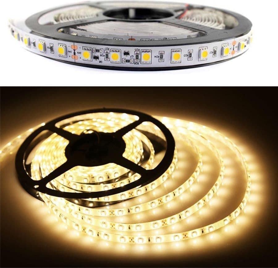 Striscia-Led-Luce-Bianca-Calda-Bobina-Strip-5-Mt-Illuminazione-Each