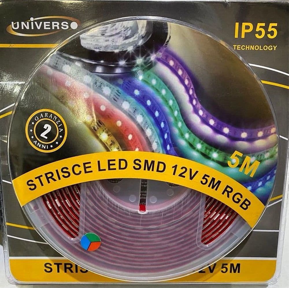STRISCIA STRIP LED SMD RGB 5050 60D 12V 7W/M IP55 BOBINA 5 METRI 5050-D-RGB in Nastri LED Trade Shop italia - Napoli, commercioVirtuoso.it