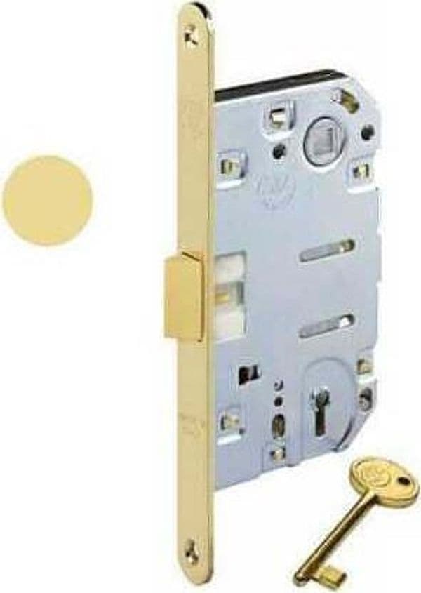 STV---SERRATURA-DA-INFILARE-PER-PORTE-INTERNE-(A76)-PATENT-MEDIANA-D90-F18-E50---CON-BORDI-TONDI---IN-OTTONE-LUCIDO