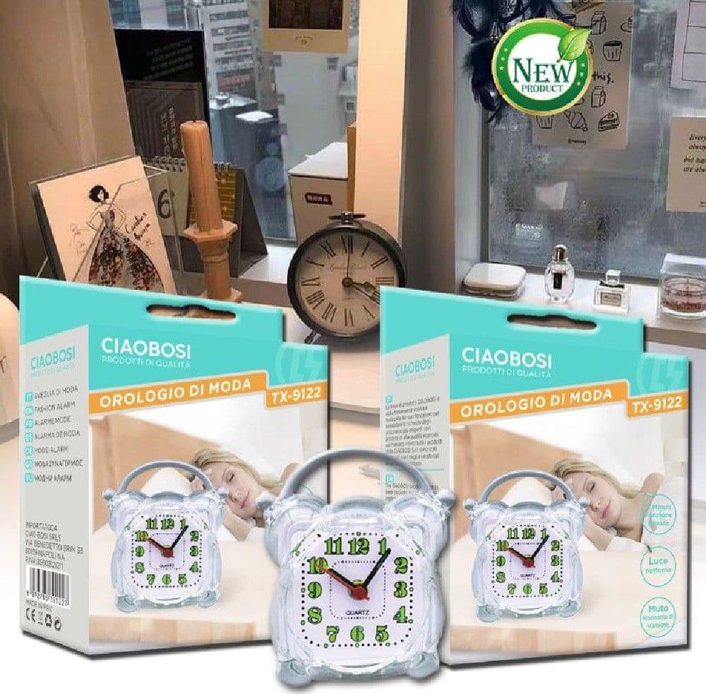 SVEGLIA ANALOGICA OROLOGIO ALARM CLOCK LUCE NOTTURNA FUNZIONE MUTO TAVOLO TX-9122
