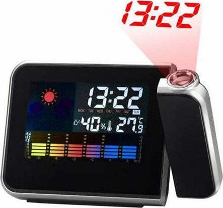 SVEGLIA IGROMETRO DIGITALE LASER OROLOGIO TEMPERATURA PER UMIDITA' ALLARME DATA