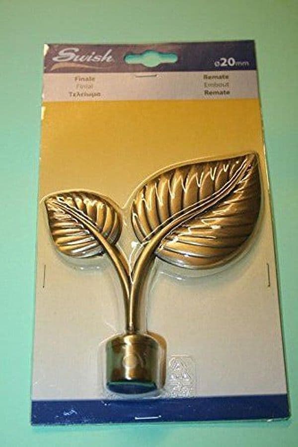 SWISH---TERMINALE/POMOLO-PER-BASTONI-TENDE-IN-ACCIAIO-BRONZO-FOGLIA-DOPPIA-D.20-MM