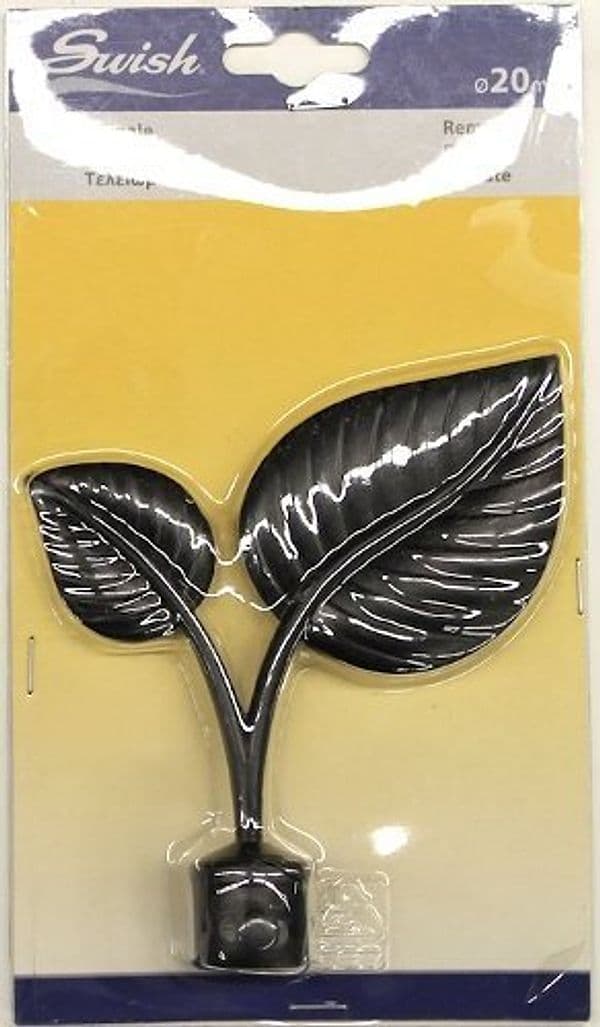 SWISH---TERMINALE/POMOLO-PER-BASTONI-TENDE-IN-ACCIAIO-NERO-OPACO-FOGLIA-DOPPIA-D.20-MM