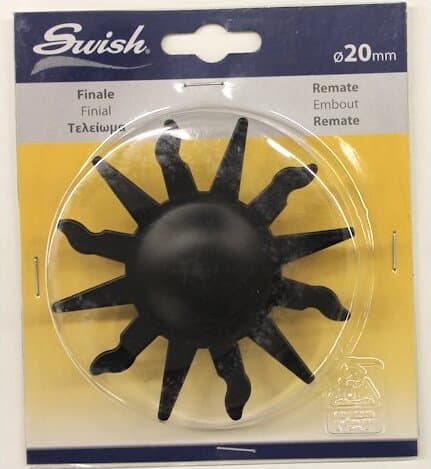 SWISH---TERMINALE/POMOLO-PER-BASTONI-TENDE-IN-ACCIAIO-NERO-OPACO-SOLE-D.20-MM