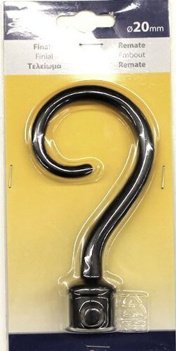 SWISH---TERMINALE/POMOLO-PER-BASTONI-TENDE-IN-ACCIAIO-NERO-OPACO-UNCINO-D.20-MM