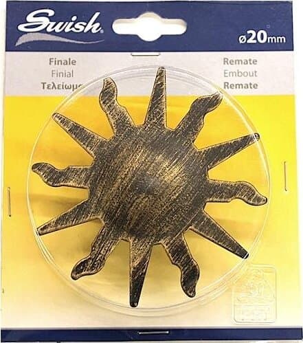 SWISH---TERMINALE/POMOLO-PER-BASTONI-TENDE-IN-ACCIAIO-NERO/ORO-SOLE-D.20-MM