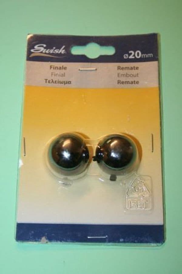 SWISH---TERMINALE/POMOLO-PER-BASTONI-TENDE-IN-ACCIAIO-NICKEL-BLACK-TAPPO-TONDO-D.20-MM