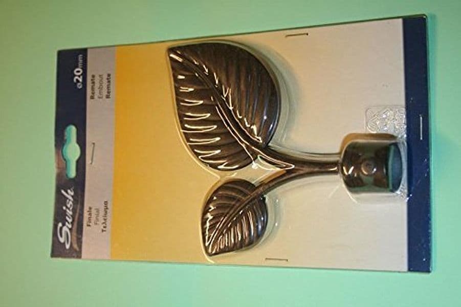 SWISH---TERMINALE/POMOLO-PER-BASTONI-TENDE-IN-ACCIAIO-RUGGINE-FOGLIA-DOPPIA-D.20-MM