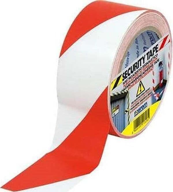 SYROM---NASTRO-CON-STRISCE-TRASVERSALI-SECURITY-TAPE-ROSSO/BIANCO-50MM-X-33M