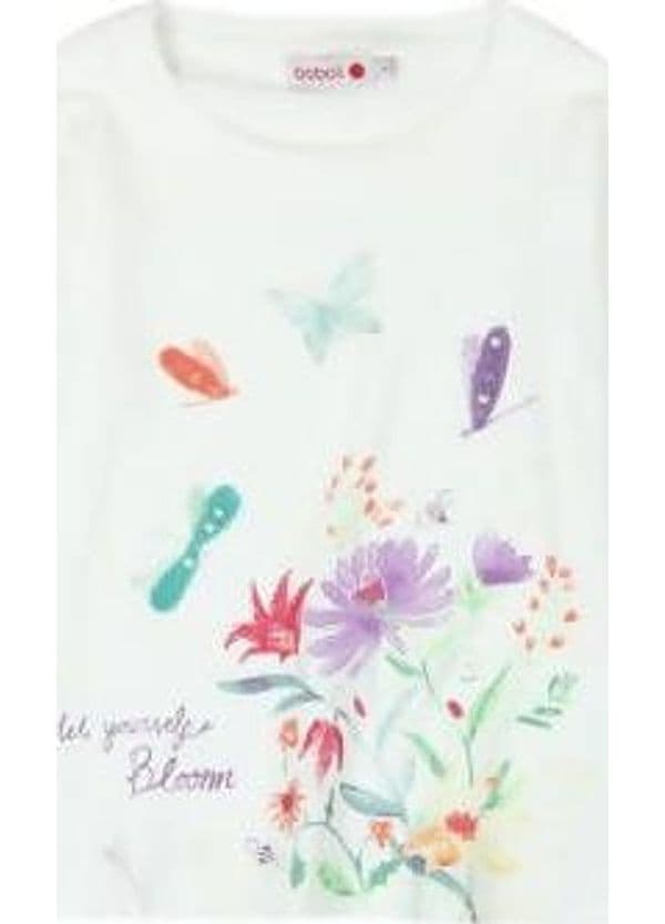 T-Shirt Bambina Bianca Stampata Maniche Lunghe Maglietta in Cotone Maglia Girocollo Bianco Bimba Stampa Multi Color Fiori t-shirt bambina Piccole Canaglie - Tropea, Commerciovirtuoso.it